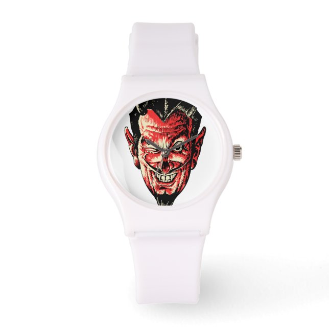 Montre Tête vintage du diable rouge d'Halloween (Recto)