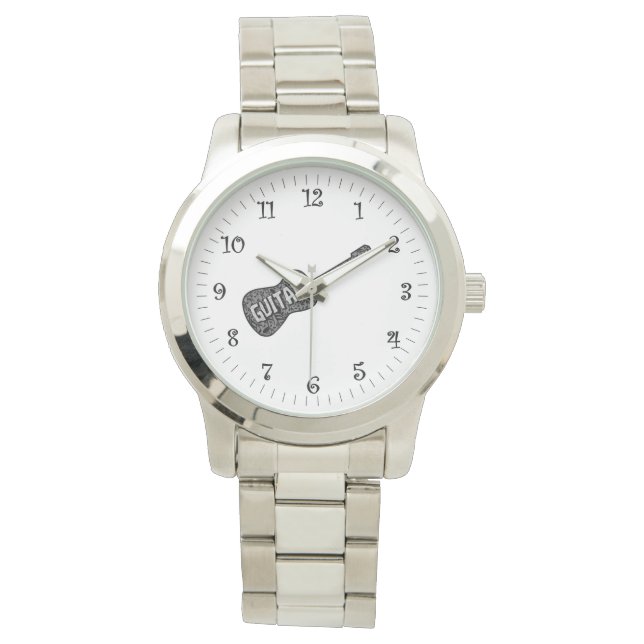 Montre Texte des notes de musique de guitare (devant)