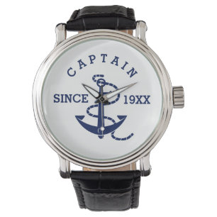 Montre Texte personnalisé et Ancre nautique de date