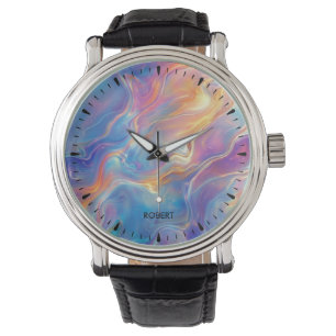 Montre Texture de marbre tourbillonnant opale coloré
