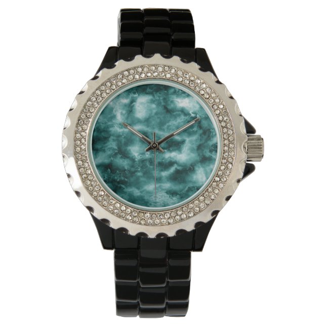 Montre Texture en marbre vert foncé (devant)