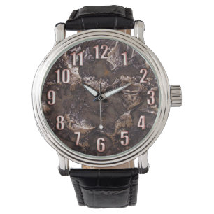 Montre Texture en pierre naturelle avec de grands nombres