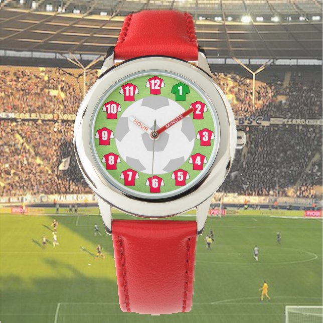 Montre Thème de football pour enfants avec Chemises rouge (Créateur téléchargé)