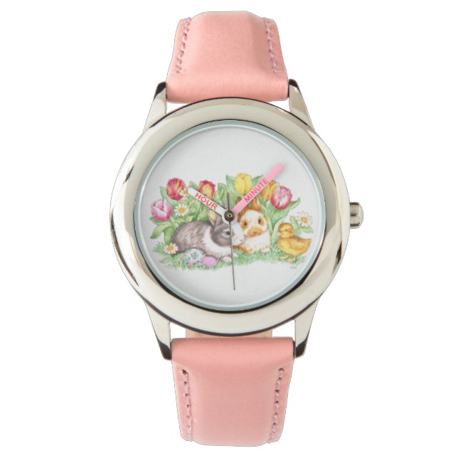 Montre Thème Printemps Bunnies Pâques Regarder (devant)