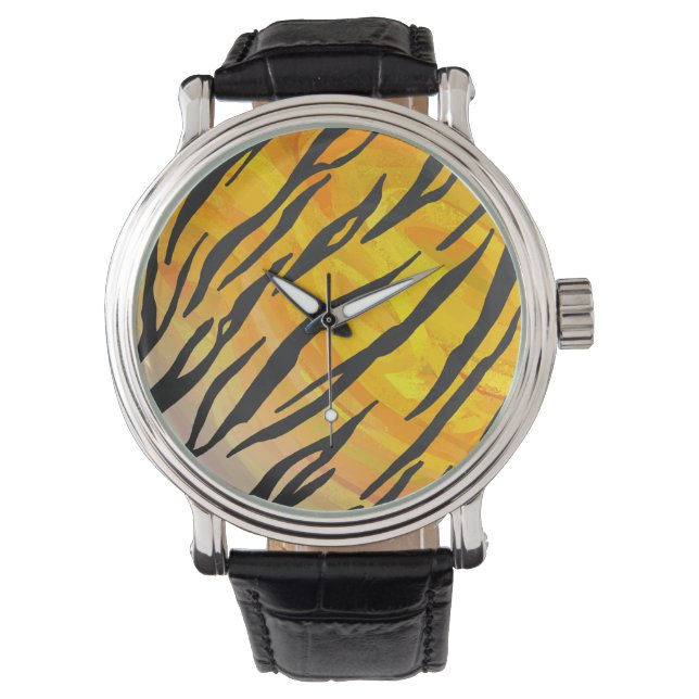 Montre Tiger noir et orange (devant)