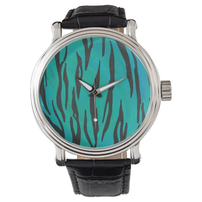 Montre Tiger noir et Turquoise (devant)