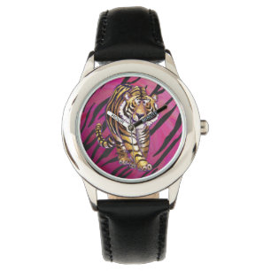 Montre Tiger rose chaud et noir