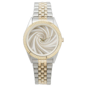 Montre Tissu Satiné Ivoire Tourbillon Abstrait