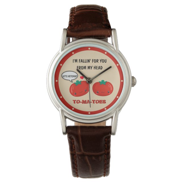 Montre Tomates en amour Cute Romantique Saint Valentin (devant)