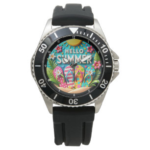 Montre Tongs à thème d'été et décorations vibrantes