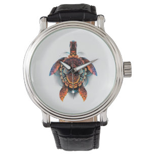 Montre Tortue de mer Mandala Oeuvre d'art animal marin Bo