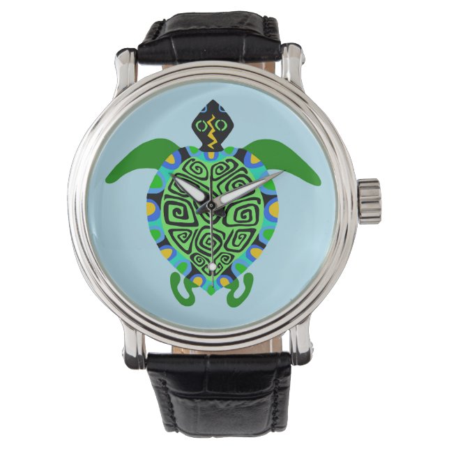 Montre TORTUE Mer - Faune - Aqua - (devant)