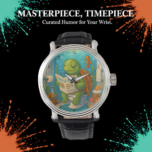 Montre Tortue sur les toilettes en lecture
