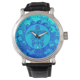 Montre Tortue tribale bleue Sun