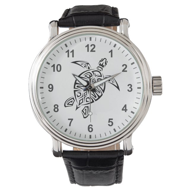 Montre Tortue Tribale Noire Et Blanc (devant)