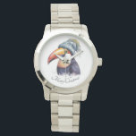 Montre Toucan Winter Vibes, personnalisation<br><div class="desc">Gardez le temps parfait et portez une touche unique de joie de vacances avec notre "Toucan Winter Vibes" personnalisable Unisex Oversize Bracelet en argent Montre! Ce garde-temps élégant présente un design dynamique d'un toucan fantaisiste portant un casquette d'hiver douillet sur son visage, apportant un mélange parfait de chaleur tropicale et...</div>