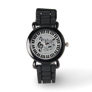 Montre Touches De Piano Circulaire Et Notes De Musique