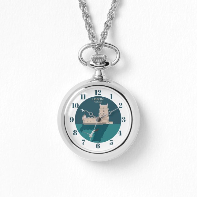 Montre Tour de Belem de Lisbonne dans le style poster vin (Recto)