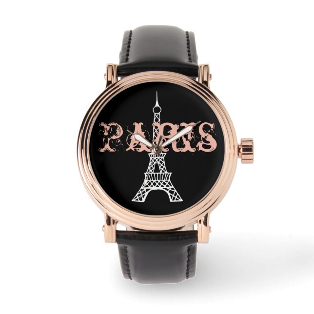 Montre Tour Eiffel rose rose Paris Regarder Cadeau (Recto)