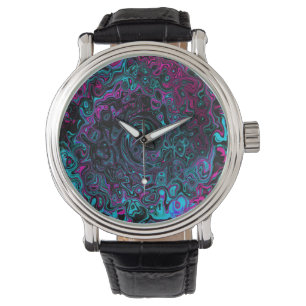Montre Tourbillon Abstrait Aqua Magenta et Noir