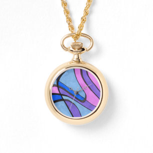 Montre Tourbillons doux en rose, bleu et violet
