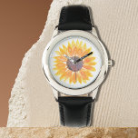 Montre Tournesol<br><div class="desc">Cette montre botanique est décorée d'un tournesol jaune aquarelle. Aquarelle originale © Michele Davies.</div>