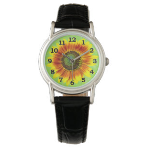 Montre Tournesol Bold Floral Jaune et Fleur verte