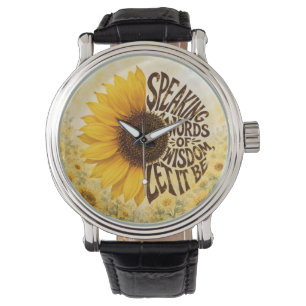 Montre Tournesol jaune avec citation inspirante