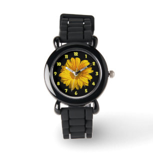 Montre Tournesol Jaune Gras Numéros Enfants cn
