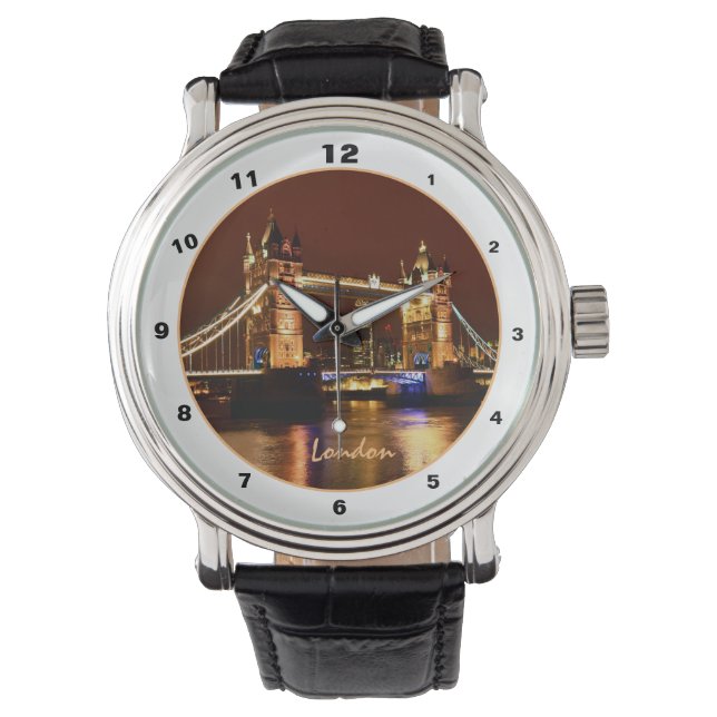 Montre Tower Bridge, Londres à la nuit, Angleterre (UK) (devant)