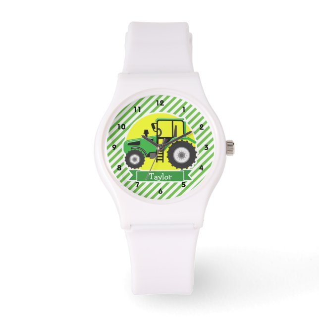 Montre Tracteur agricole vert avec jaune; vert et blanc (Recto)