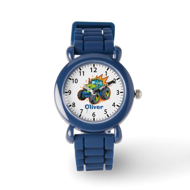 Montre Tracteur de ferme vert cool (Recto)