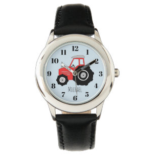 Montre Tracteur de la ferme rouge Boy's avec nom Kids