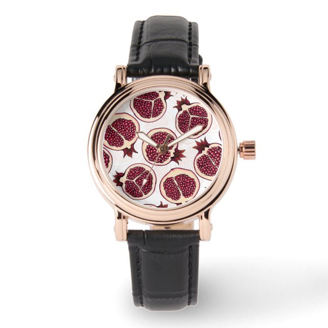 Montre Tranches de grenade sur blanc (Recto)