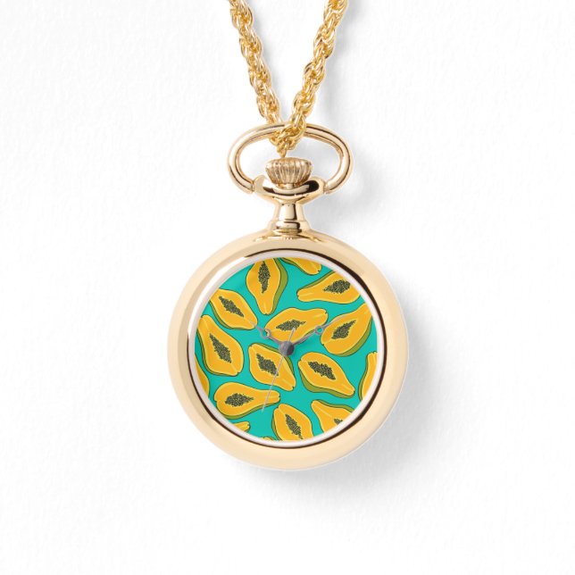 Montre Tranches de papaye turquoise (Recto)