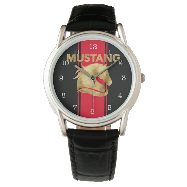 Montre Trendy Red Racing Stripes Gold Mustang (devant)