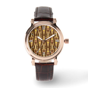 Montre Tribal Batik - Chocolat Brown et beige