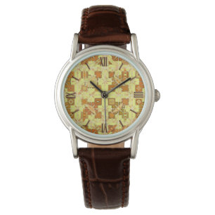 Montre Tribal Batik - jaune doré, brun et bronzé