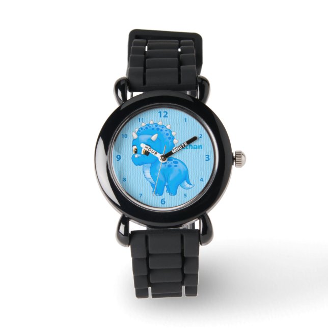 Montre Tricératops Bébé Bleu Cute Dinosaur (Recto)