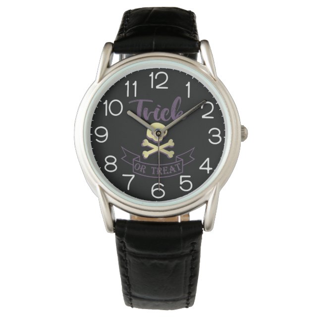 Montre Trick or treat skull crossbones Halloween ribbon (devant)
