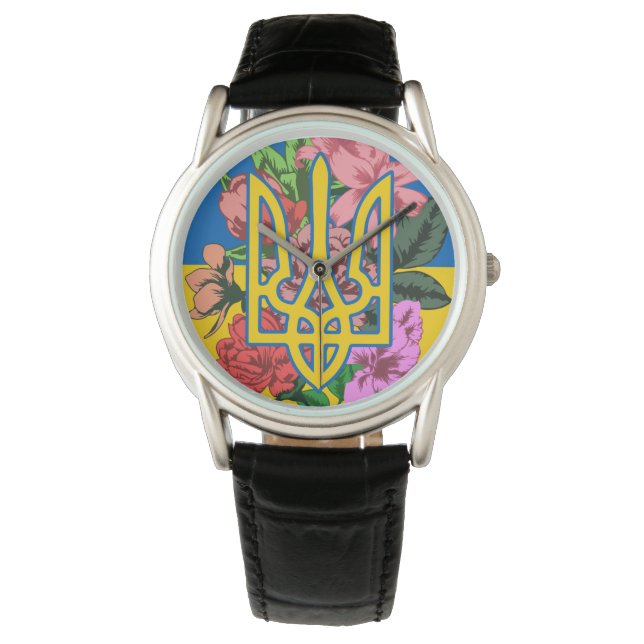 Montre Trident ukrainien et drapeau de l'Ukraine avec des (devant)