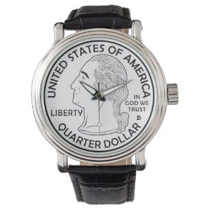 Montre Trimestre Dollar pièce George Washington Fait main