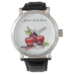 Montre Trio de cerise fraîche en Aquarelle, sur mesure