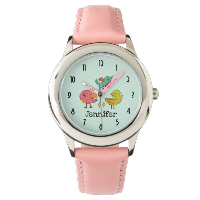 Montre Trio d'oiseaux Whimsical colorés et mignons (devant)