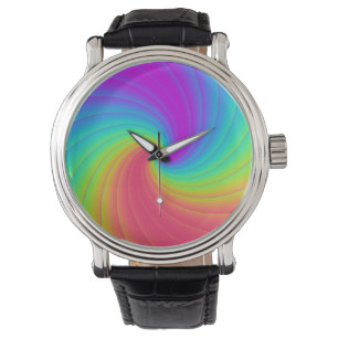 Montre Trippy Prismatic Rainbow Spiral Whiral art