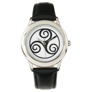 Montre Triskelion ou Triskele noir et blanc