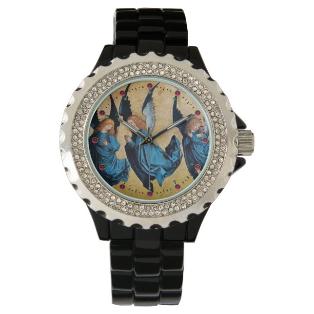MONTRE TROIS ANGELS DE NOËL EN BLEU (devant)