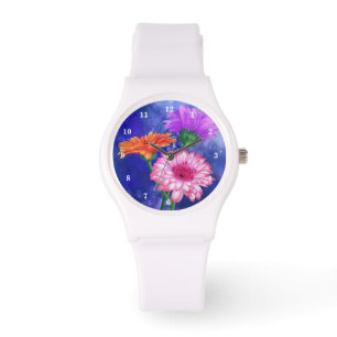 Montre trois couleurs Gerberas - Printemps - Peint