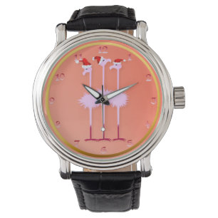 Montre Trois Flamants roses de Noël