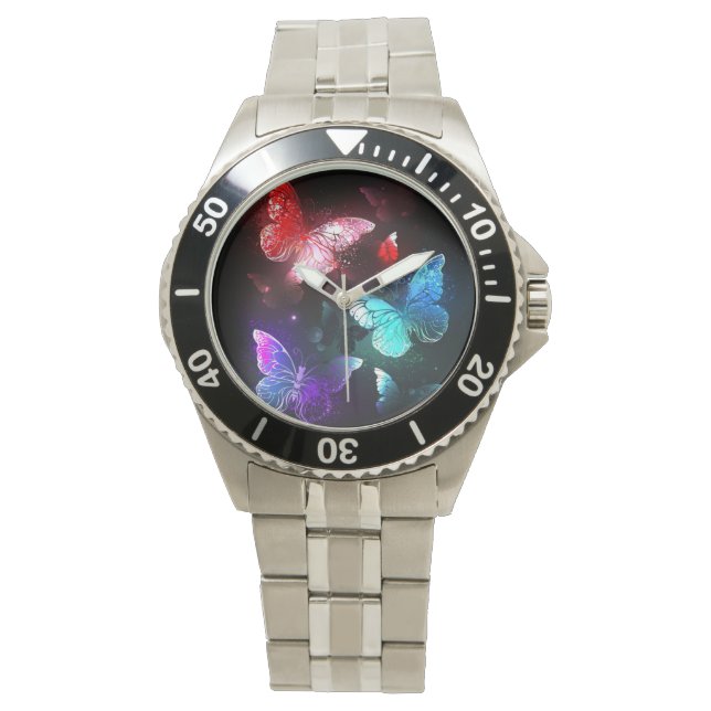 Montre Trois papillons brillants sur l'arrière - plan de  (devant)